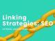 Internal and External Links, SEO. Blog Article featured image. Strong cyan - lime green background with yellow link chain across.